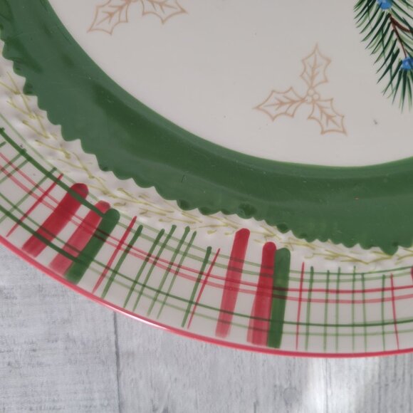 Holiday Serving Plate By Harry & David - Christmas Pinecones Design Green & Red - Picture 3 of 6